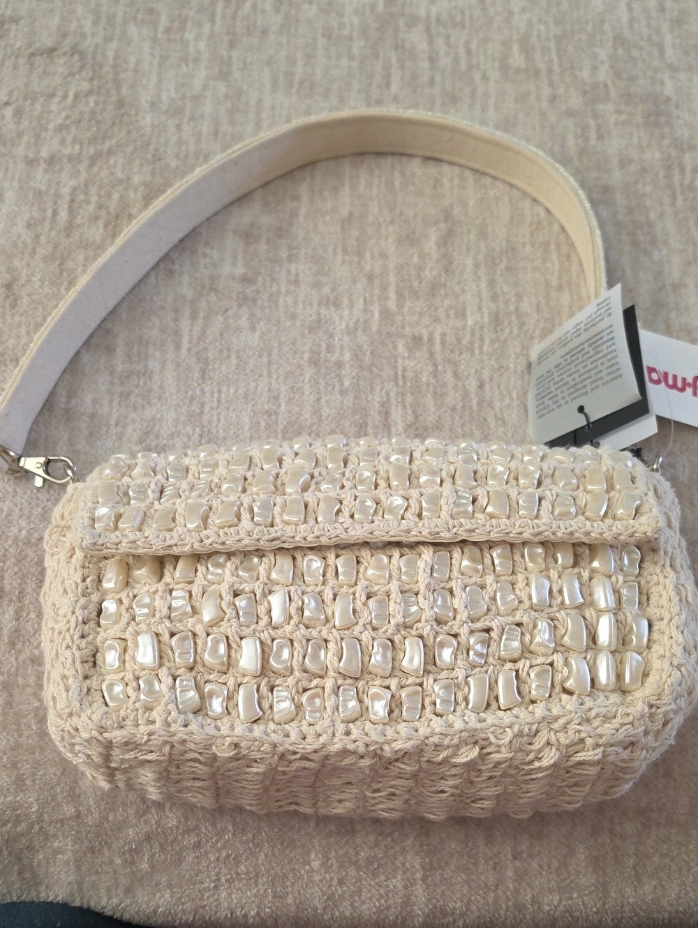 Nwt AMERICA & BEYOND Crochet And Pearl Beaded Bag